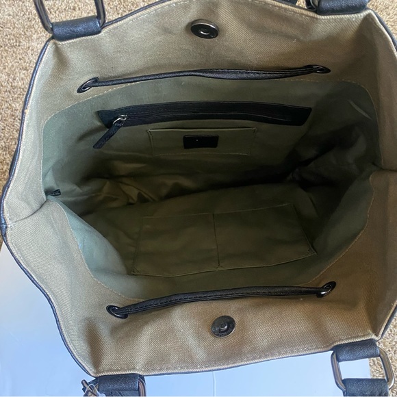 R&EM Rebecca Minkoff Canvas Vegan Leather Tote Bag - Picture 7 of 11